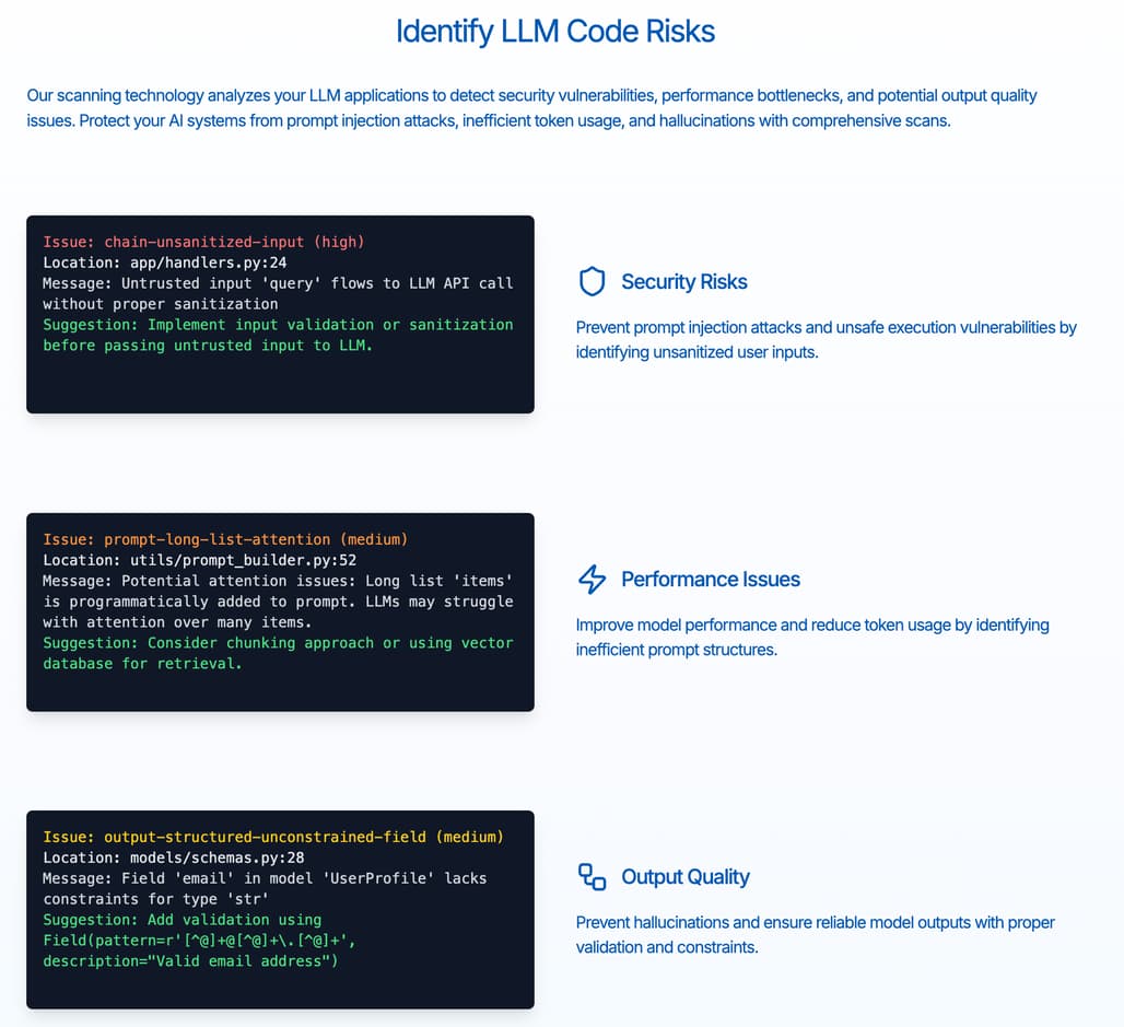 Kereva LLM Code Scanner의 주요 기능