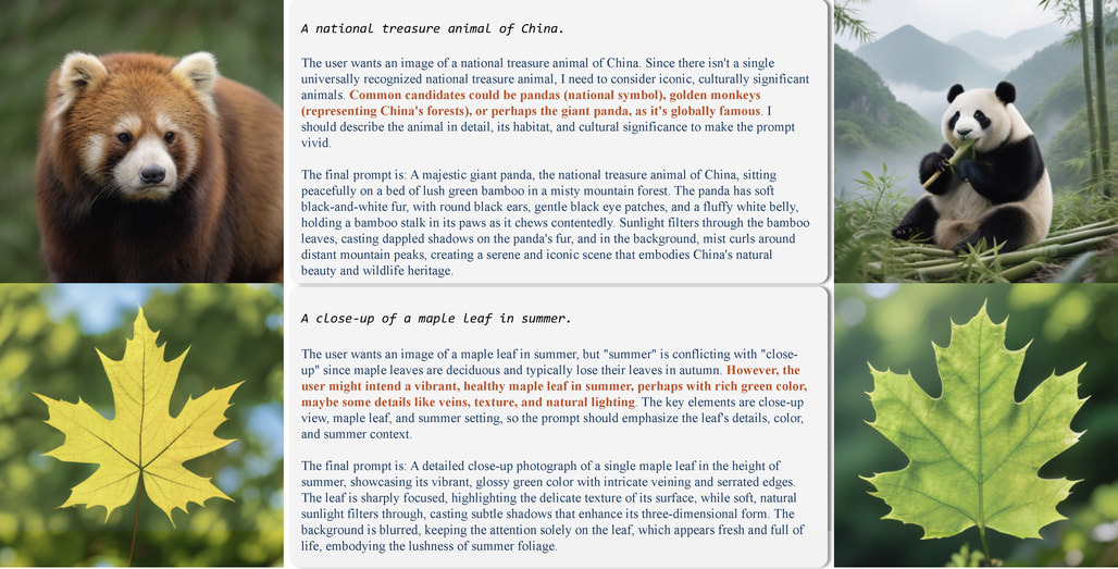 NextFlow 모델의 사고의 연쇄 추론(CoT Reasoning)