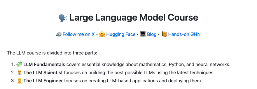 LLM Course: 대규모 언어 모델(LLM)에 대한 체계적인 학습 과정