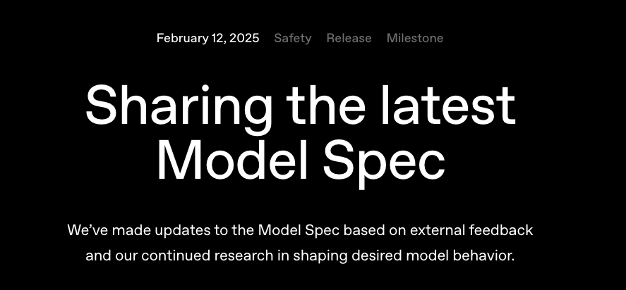OpenAI, 인공지능 모델의 행동 원칙을 정의하는 모델 스펙(Model Spec) 업데이트