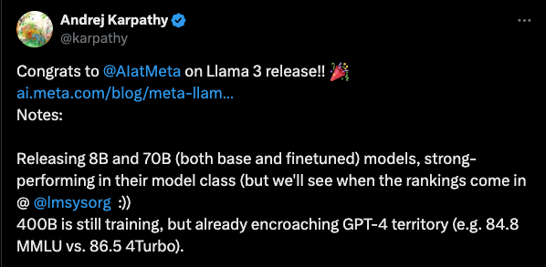 [GN] Meta Llama 3에 대한 Andrej Karpathy의 평가
