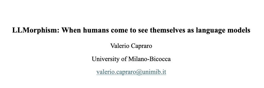 LLMorphism: 인간이 자신을 언어 모델로 여기기 시작할 때 / LLMorphism: When humans come to see themselves as language models