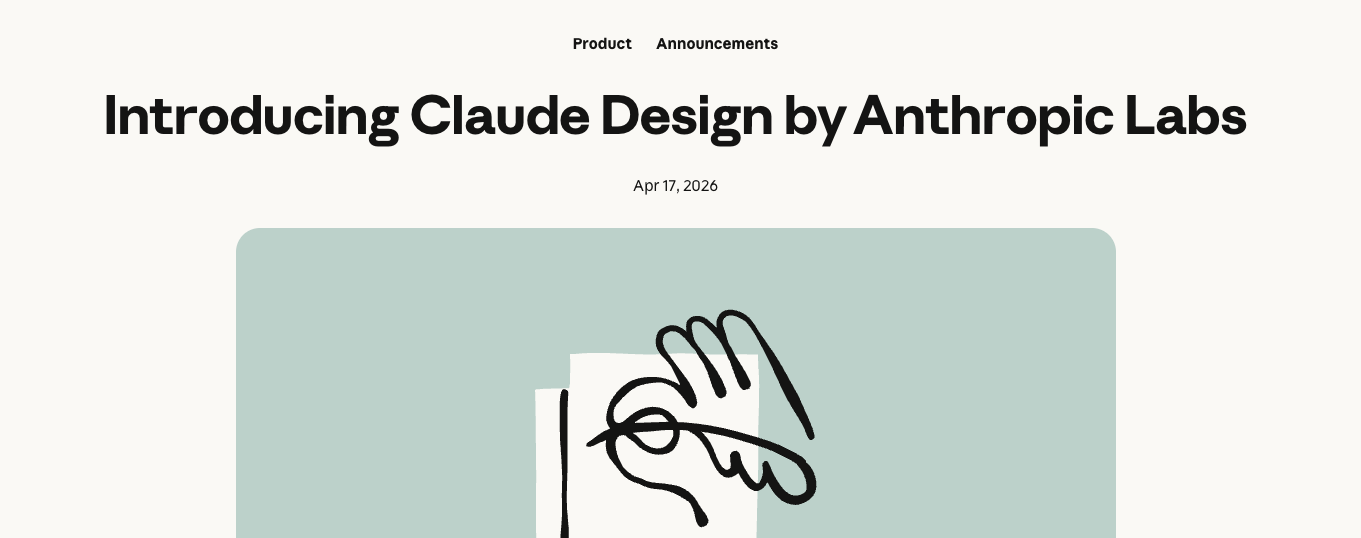 Anthropic Labs, Claude와 협업하여 디자인, 프로토타입, 슬라이드를 만드는 Claude Design 출시