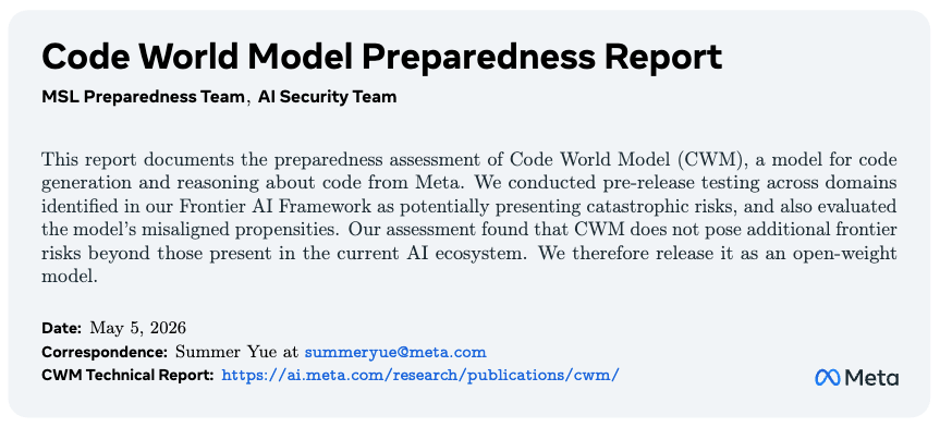Code World Model 준비 현황 보고서 / Code World Model Preparedness Report