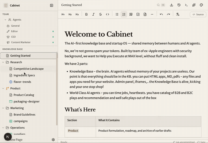 Cabinet의 동작 데모