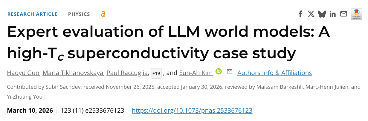 Expert evaluation of LLM world models: A high-Tc superconductivity case study 논문